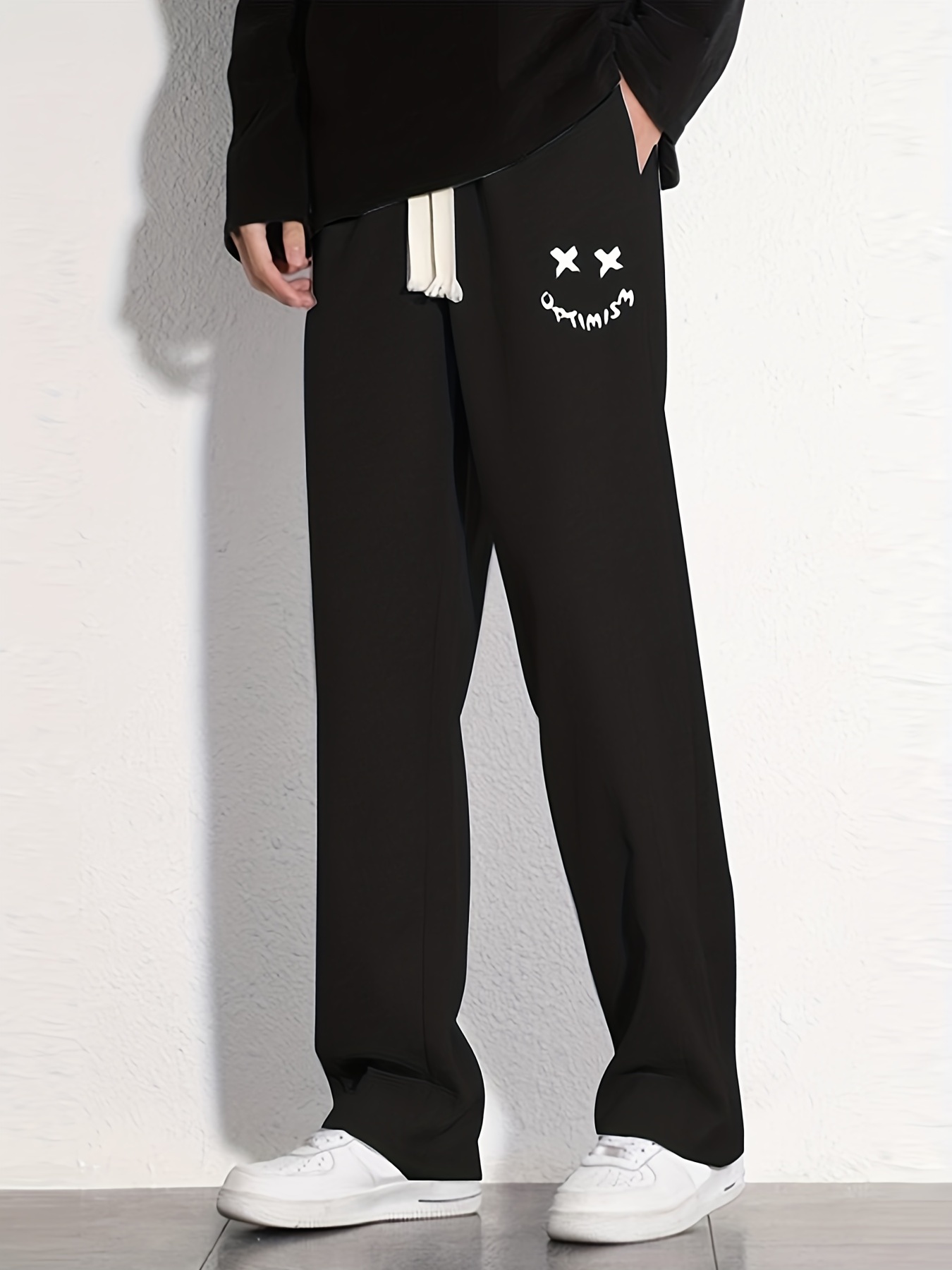 Smiling And OPTIMISM Letter Graphic Print Men's Sweatpants