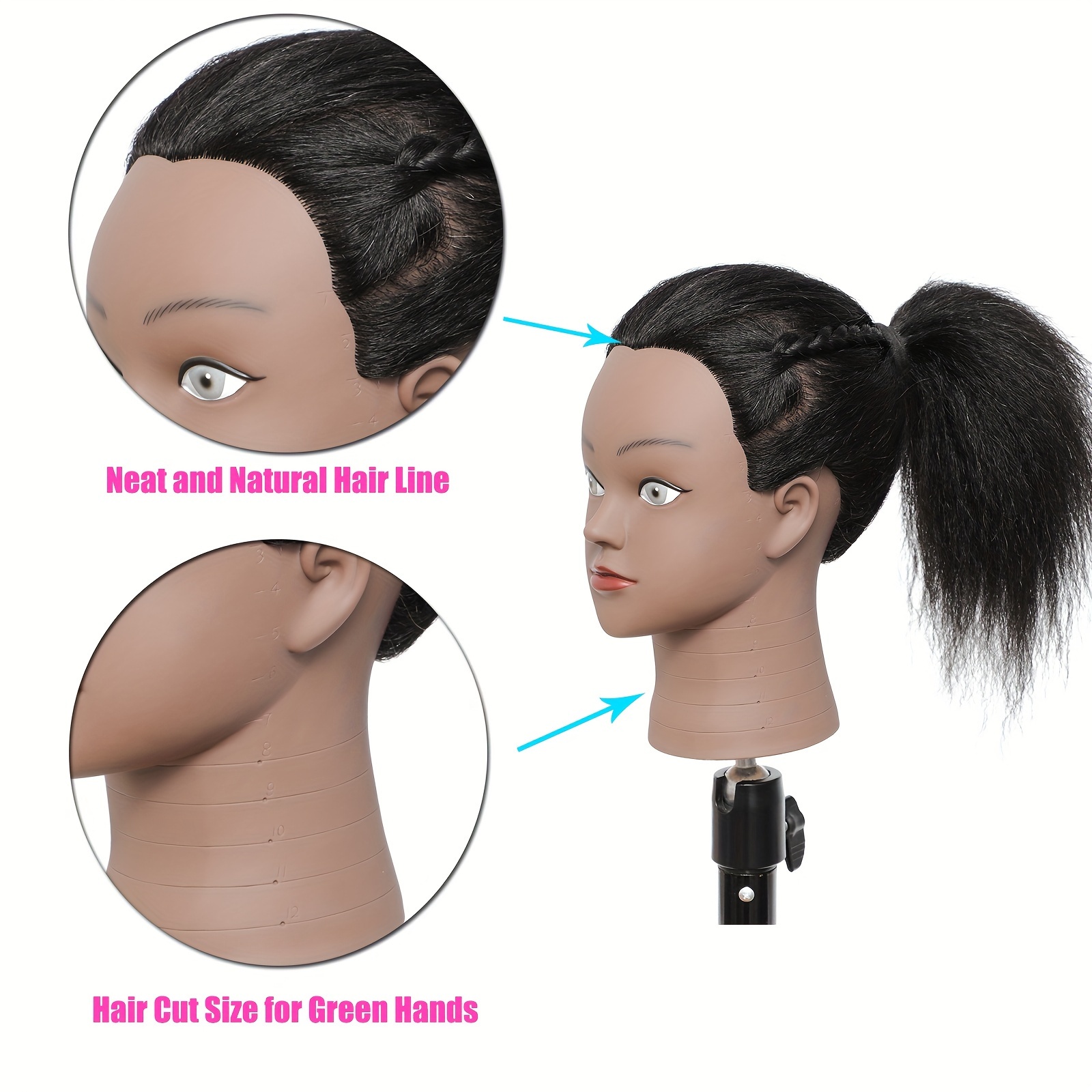  headdoll Mannequin Head 100% Real Hair for