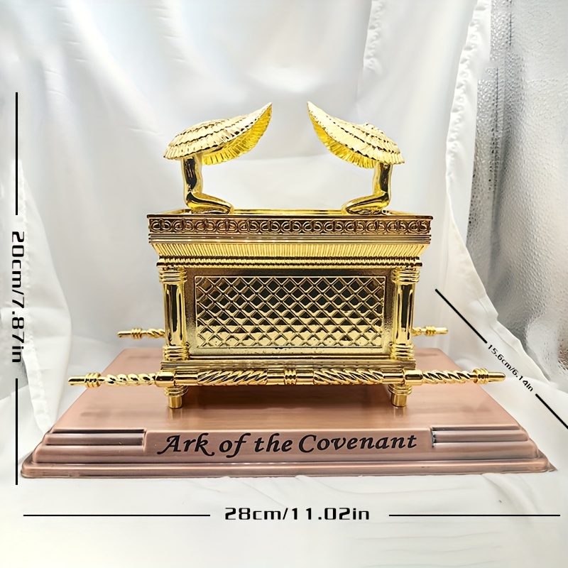 1pc Figurine Ark Of The Covenant Golden Plated Copper Stand Jerusalem  Replica Statue Jewish Testimony Judaica Decoration Gift