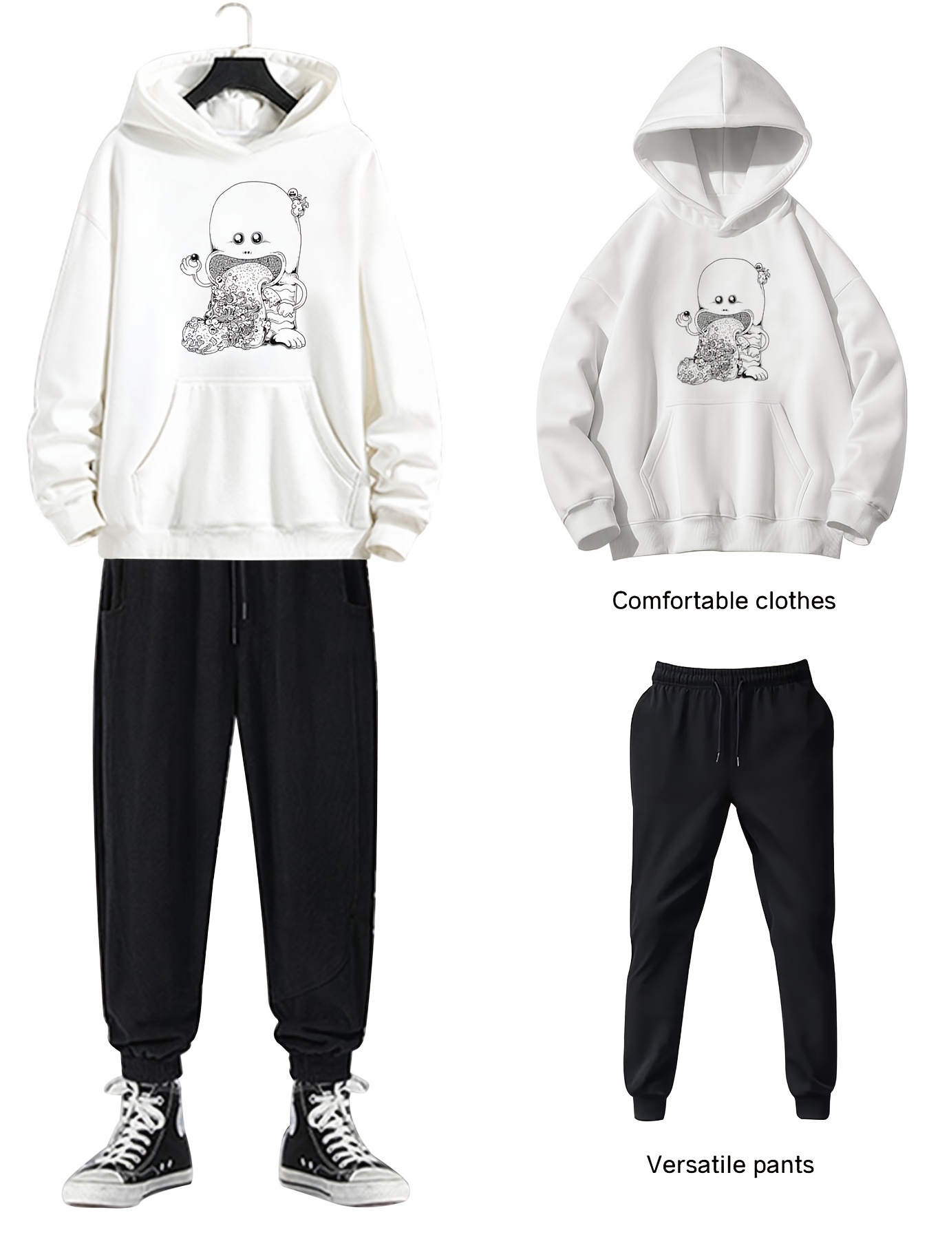Winter Kinder Hoodie Set - Gedruckter Pullover & Hose, Weich & Warm