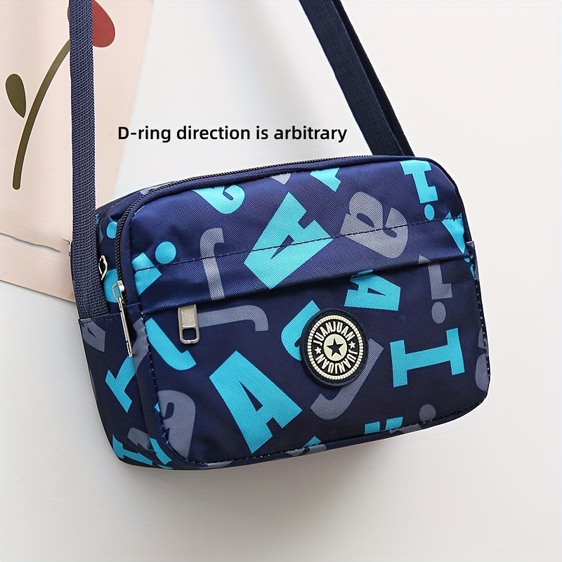 Flower Pattern Crossbody Bag, Casual Nylon Shoulder Bag, Multi