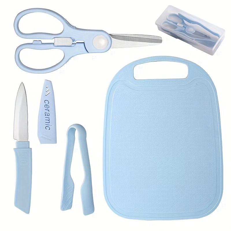 Ceramic Scissors,Healthy Baby Food Scissors with Cover Portable Shears (Blue)