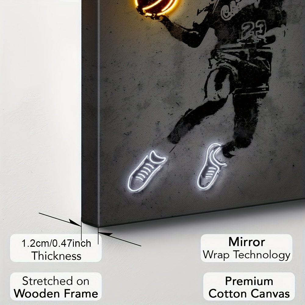 Framed Basketball Player Canvas Painting Wall Art