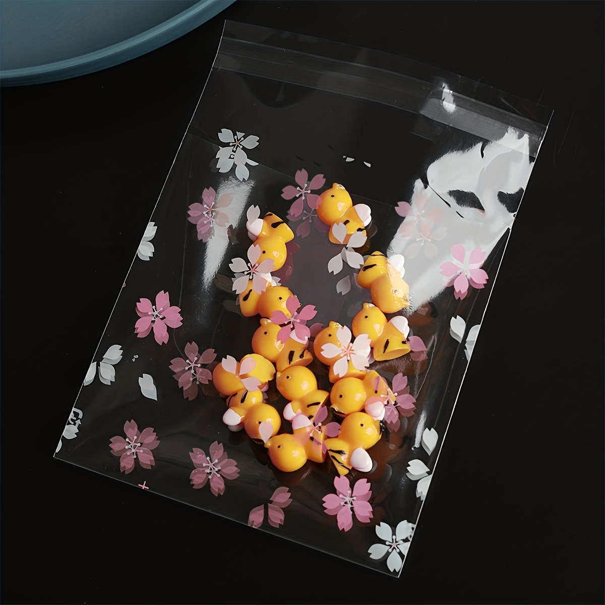 100pcs Pack Cherry Printed Transparent Ziplock Bags - Temu