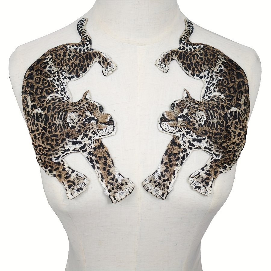 

2pcs Leopard Embroidered Cloth Patch Suitable For Diy Jeans Jackets Clothing Bags Decoration Patch