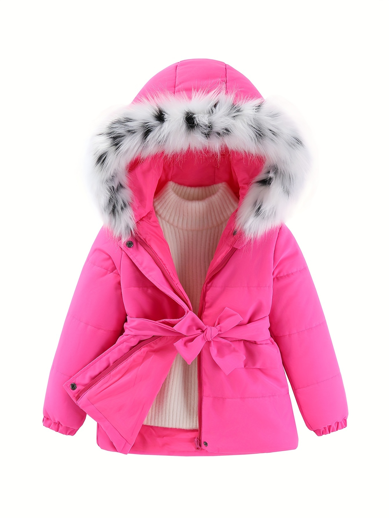 Toddler Girls Winter Windproof Coat Jacket Kids Warm Fleece Hooded