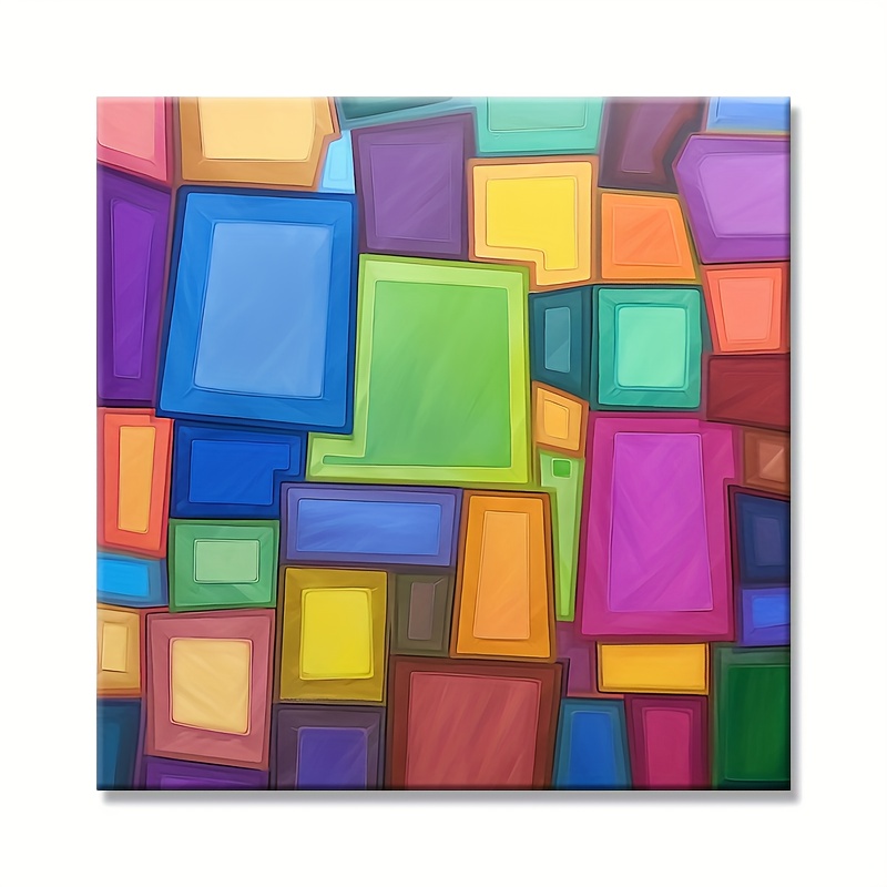 Wooden Framed Canvas Abstract Art Deco Style color Square - Temu