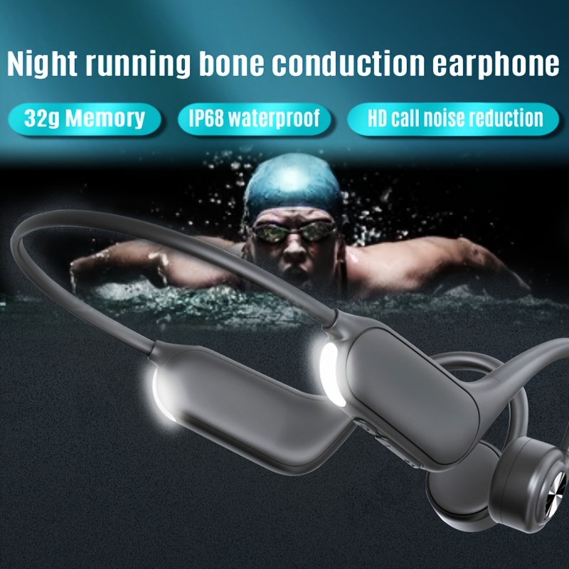 Casque à conduction osseuse sans fil Bluetooth IPX8 lecteur MP3