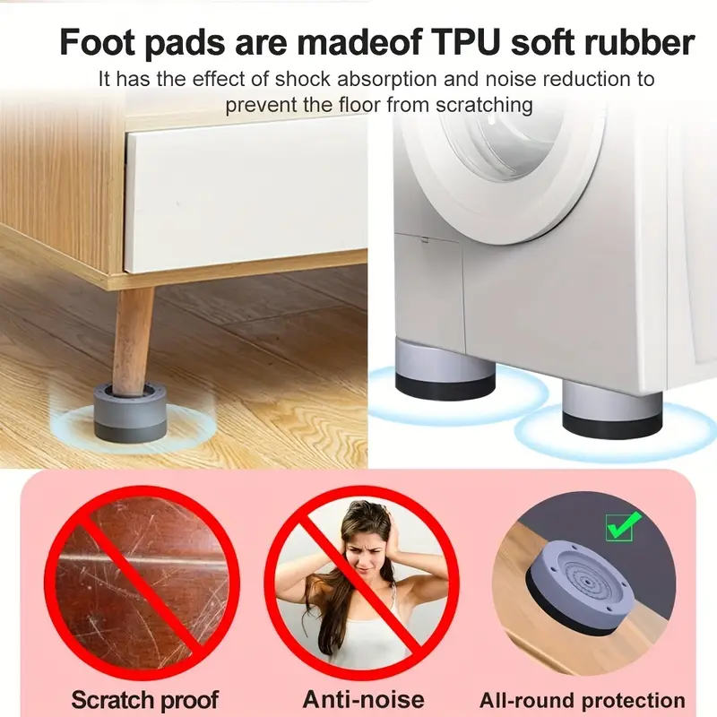 4pcs Anti Vibration Pads Set Shock Noise Cancelling Washing Machine Support  Universal Furniture Anti Slip Dryer Feet Legs Base, Check Today's Deals