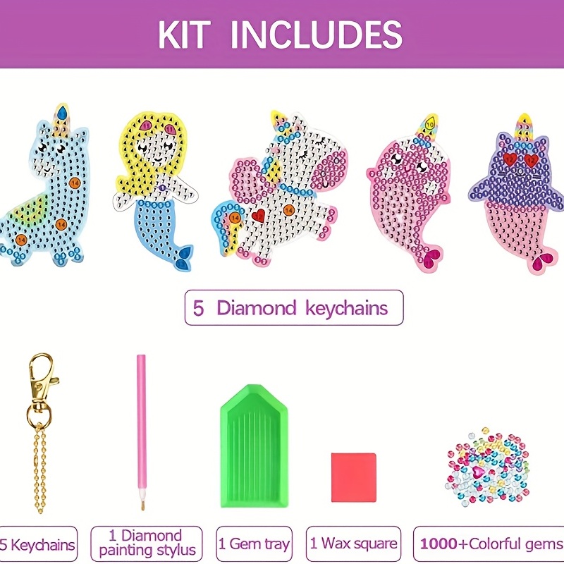 Globleland DIY Diamond Painting Keychain Kits, including Diamond Paint