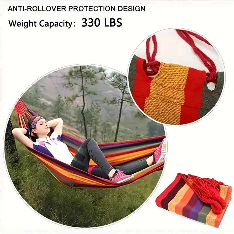 portable camping hammock with storage bag and tree strap for outdoor garden yard camping can hold 450 pounds details 6