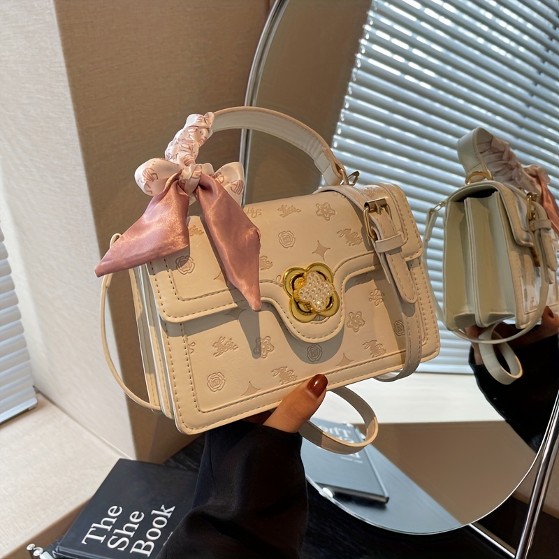 Mini Geometric Graphic Flap Square Handbag, Women's Scarf Decor Crossbody  Purse With Chain Strap (7.87*5.71*2.75) Inch - Temu
