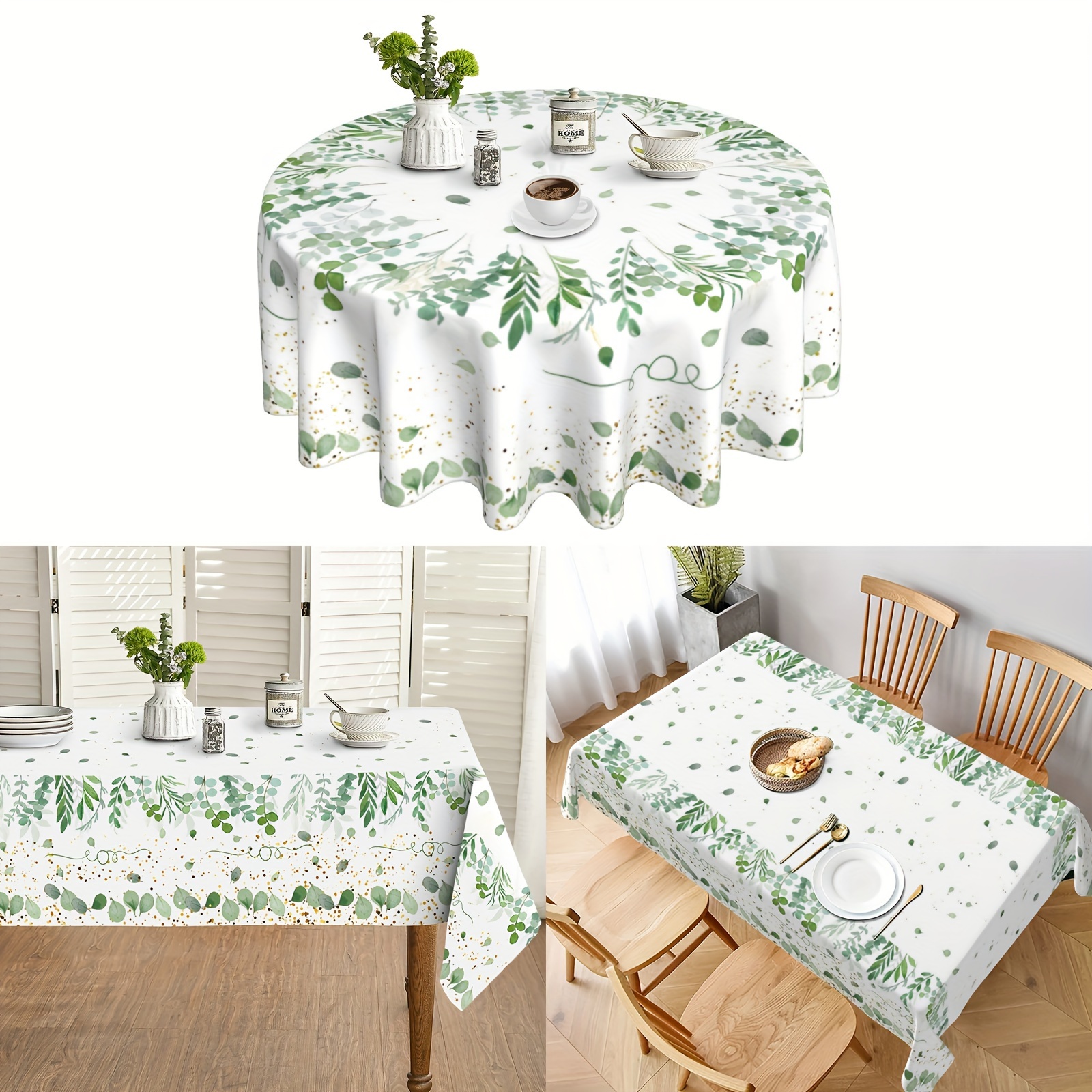 NAPPE TRANSPARENTE EN VINYLE ESSUIE SANS COUTURE Jasmin Vert Pois PVC Rond,  Rectangle ou Carré -  France