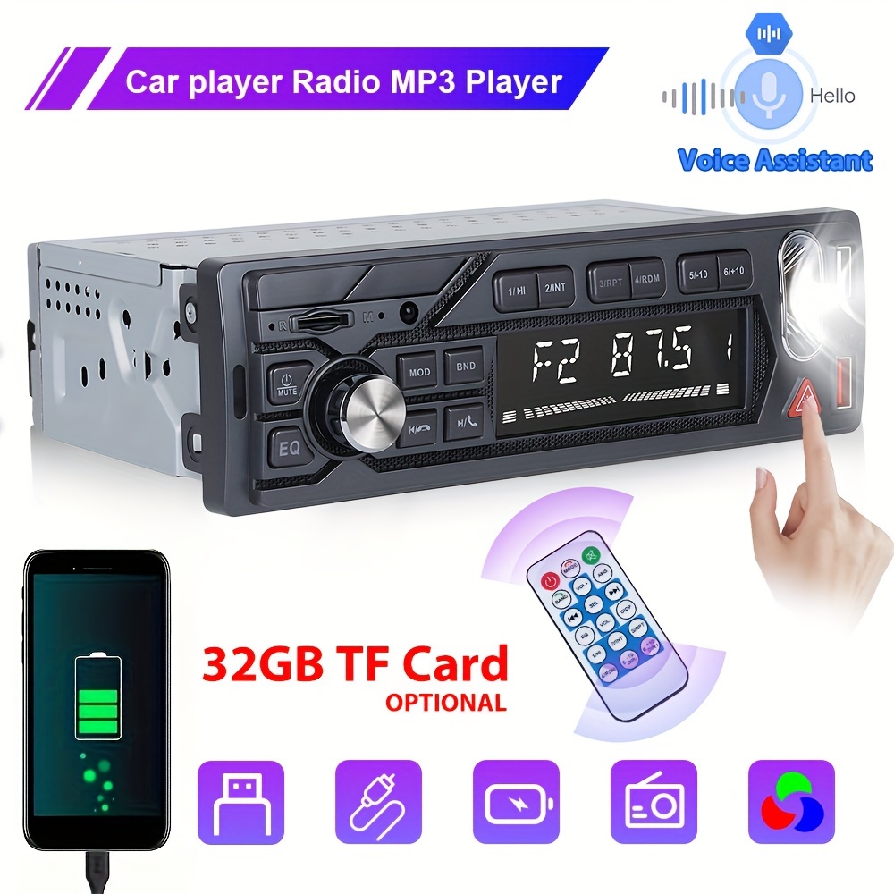 12V Car Radio 1 Din Kit Stereo Audio MP3 Player Support USB TF Bluetooth  DAB FM