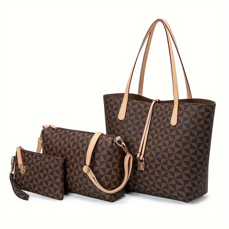 Kit Da Tre Pezzi Da Donna Borsa Per La Mamma, Motivo Geometrico Moda Casual  Borsa Tote Portatile Di Grande Capacità Borsa Portamonete Con Pochette -  Temu Italy