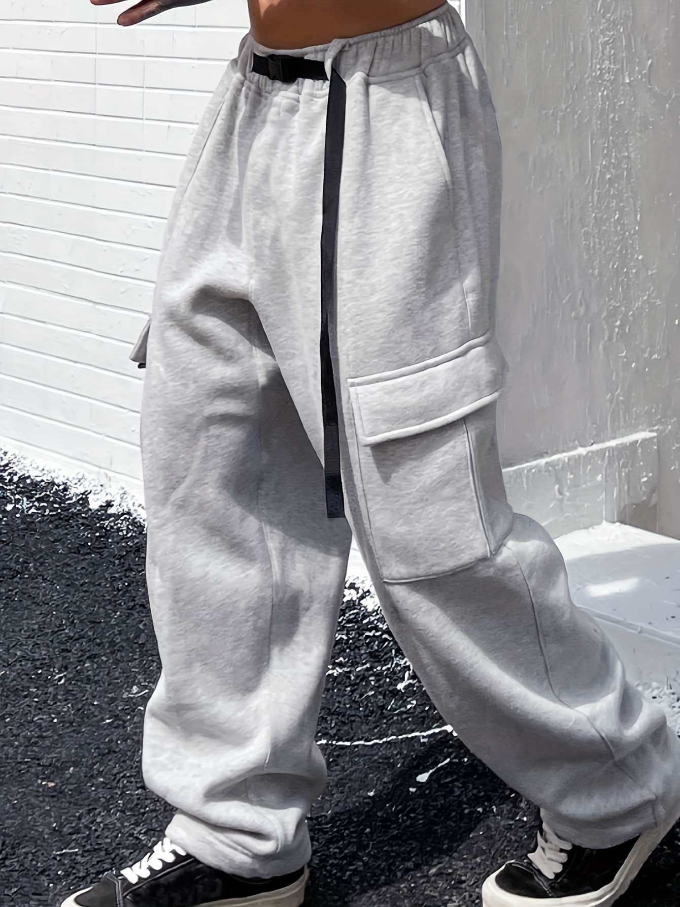 Womens Cargo Sweatpants Casual Baggy Fleece Fall Winter Sweatpants High  Waisted Outdoor Joggers Pants with Pockets