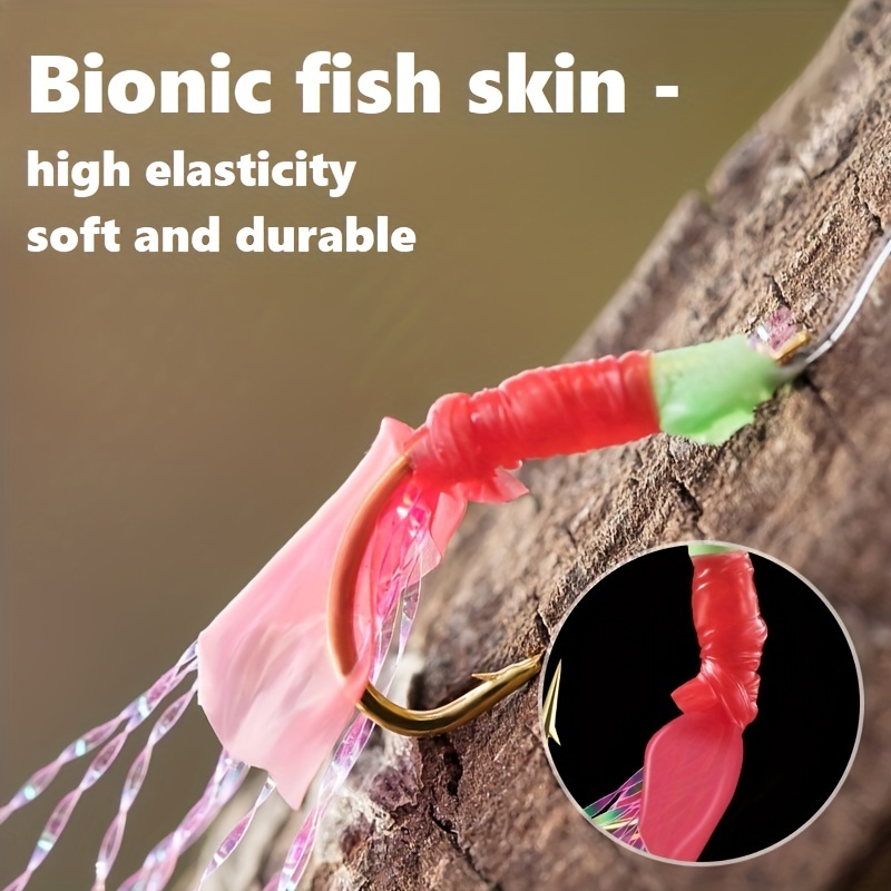 One Pair 6 Artificial Red Shrimp Skin Hooks Bionic Fishing - Temu