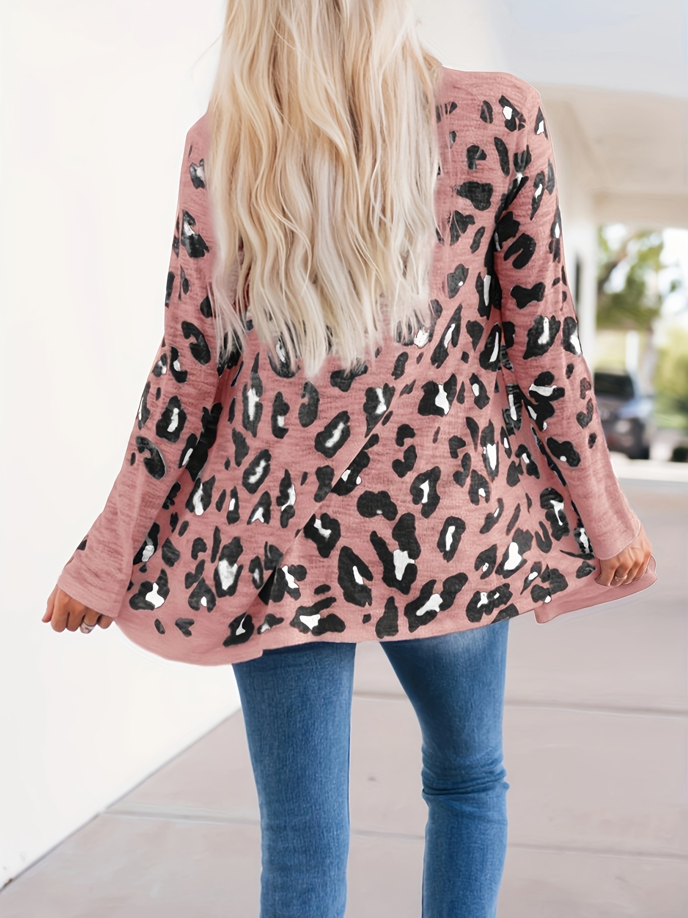 Leopard Print Long Sleeve Cardigan for Women