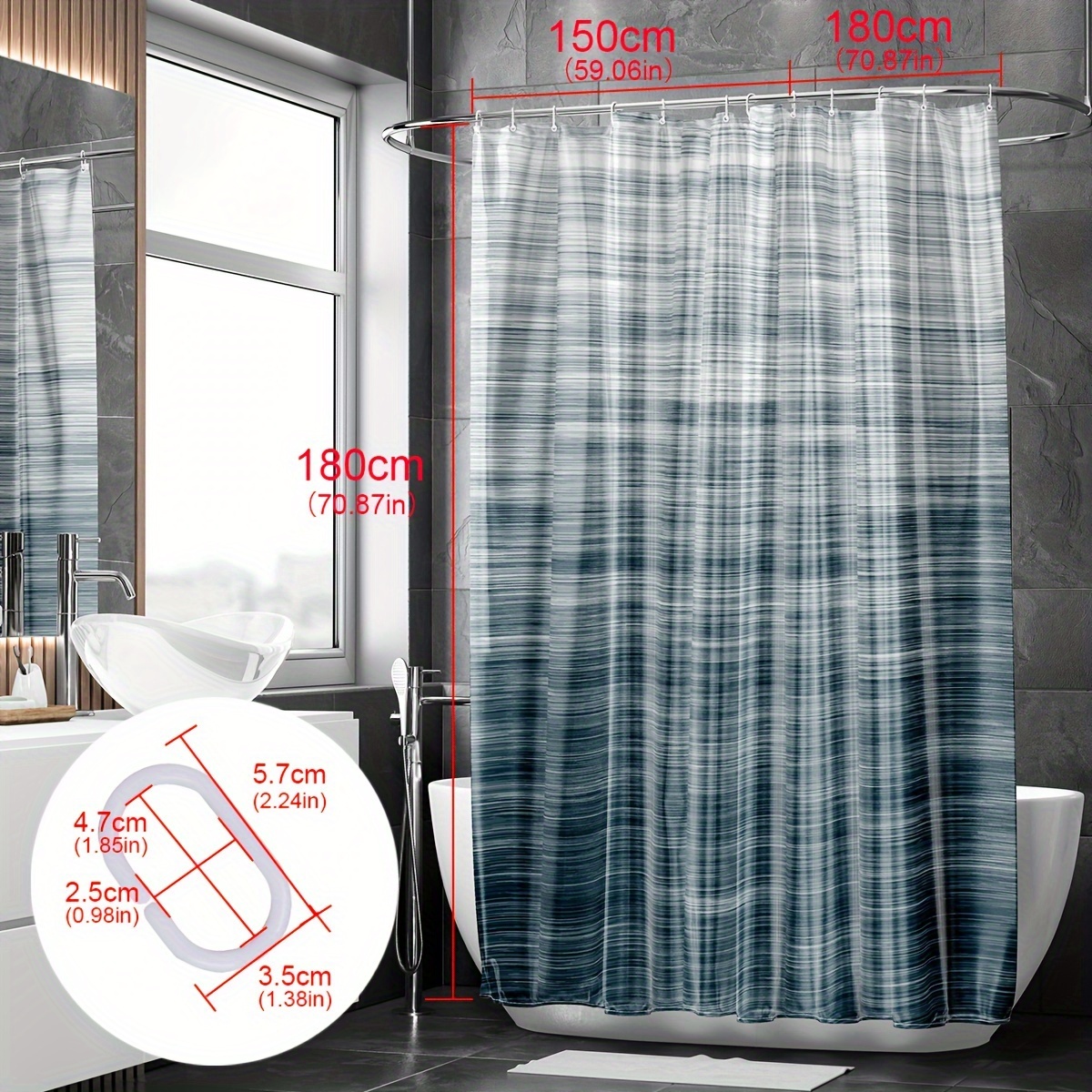 Shower Curtain Waterproof & Mildewproof Bathroom Divider With Wet