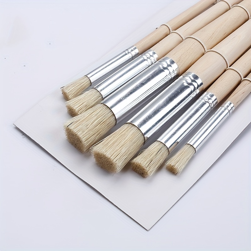 Wooden Stencil Brushes Set Natural Bristle Wooden Handle - Temu