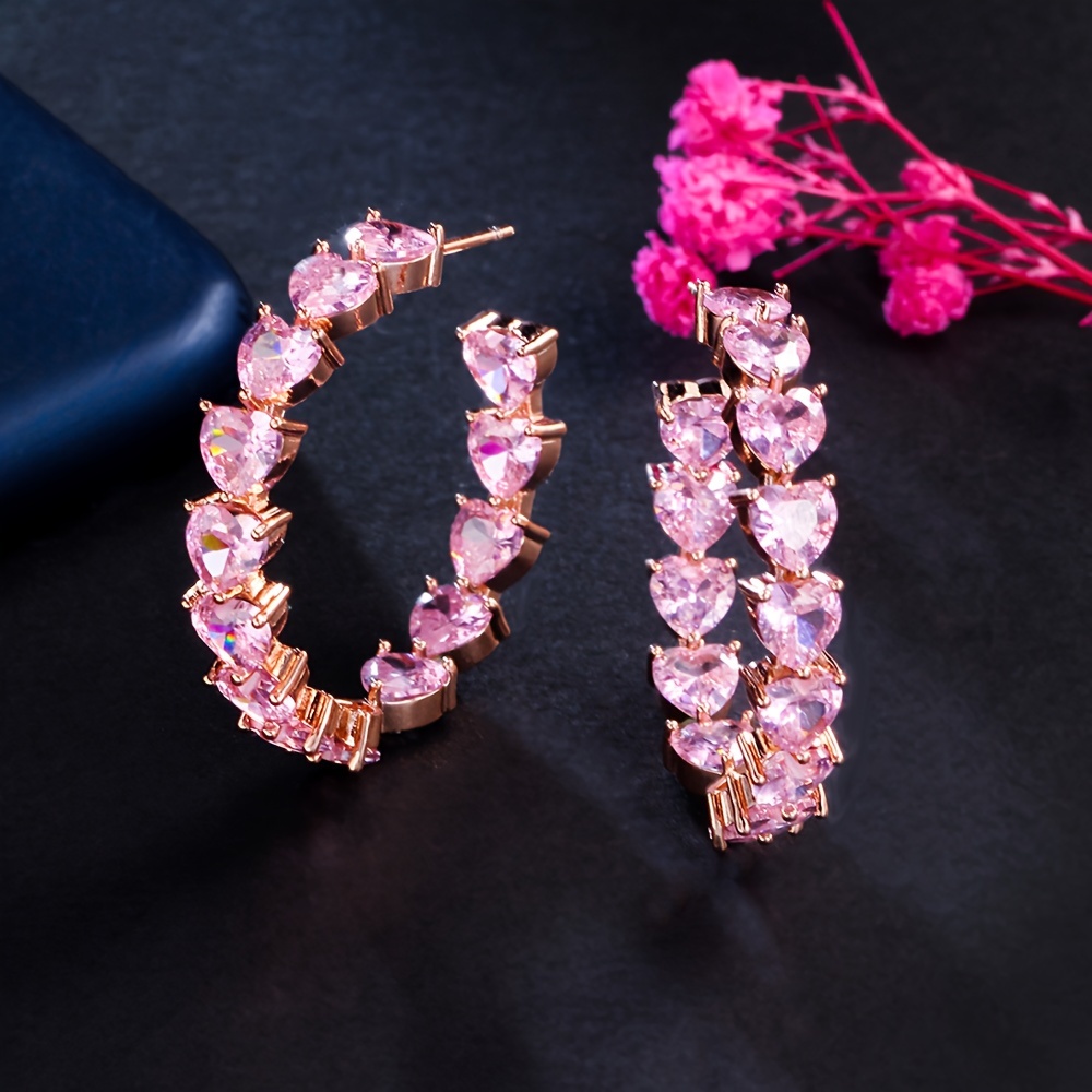 

Boucle d'Oreille Créole en Rose en de Cœur pour Femmes, Bijoux de Mode pour Mariage et Fête Nuptiale