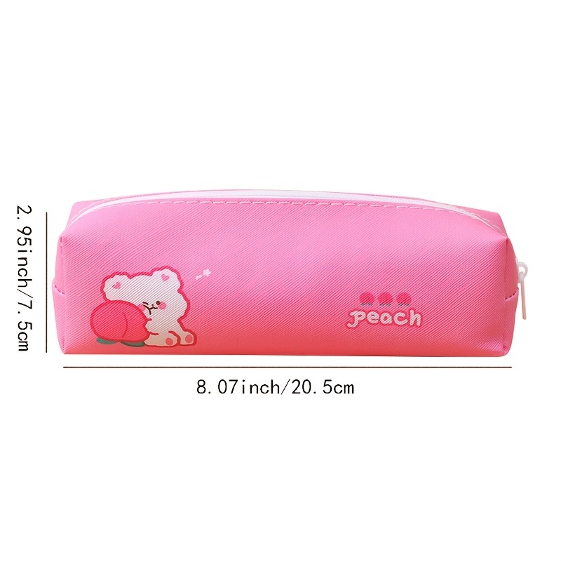 Cute And Colorful Pu Leather Pencil Bag Perfect For Students - Temu
