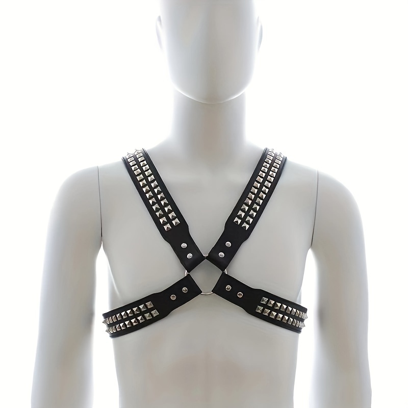 Men's fashion Sexy Adjustable Pu Leather Body Harness Belt Chest Harness  Bondage Costume Fashion Rave Punk Bar Club Wear Accessories