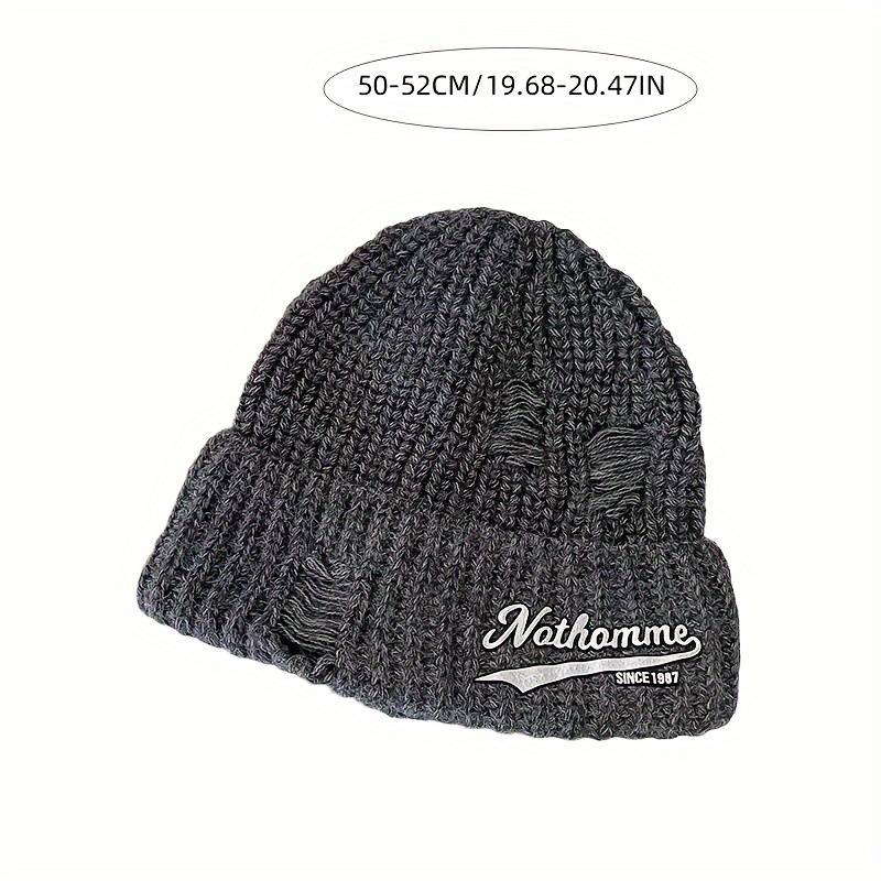 plain letters embroidery cuffed winter hats beanies