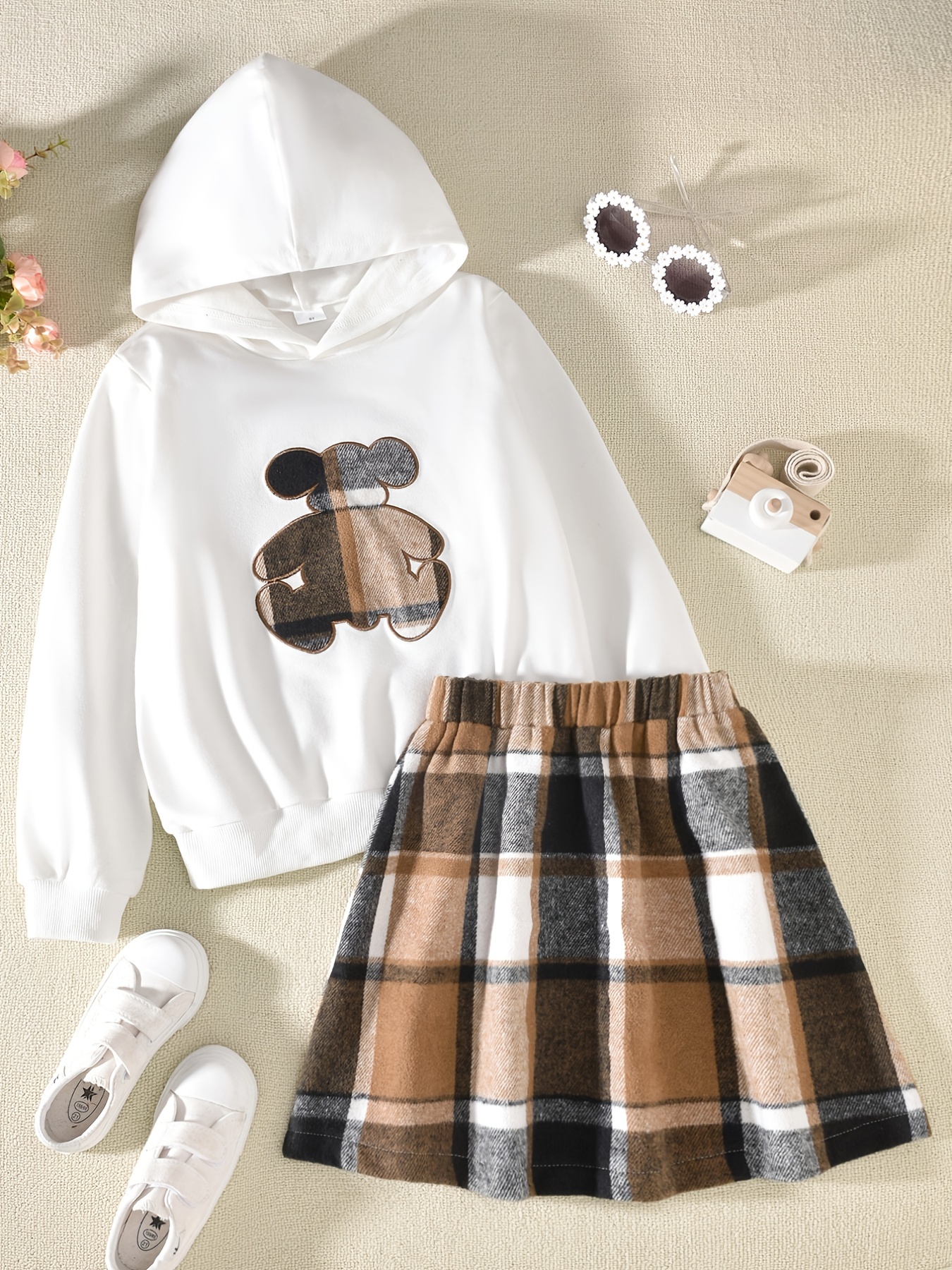 Solid Hoodies Skirt Set Halloween Comfy Outfits Girls Sports - Temu