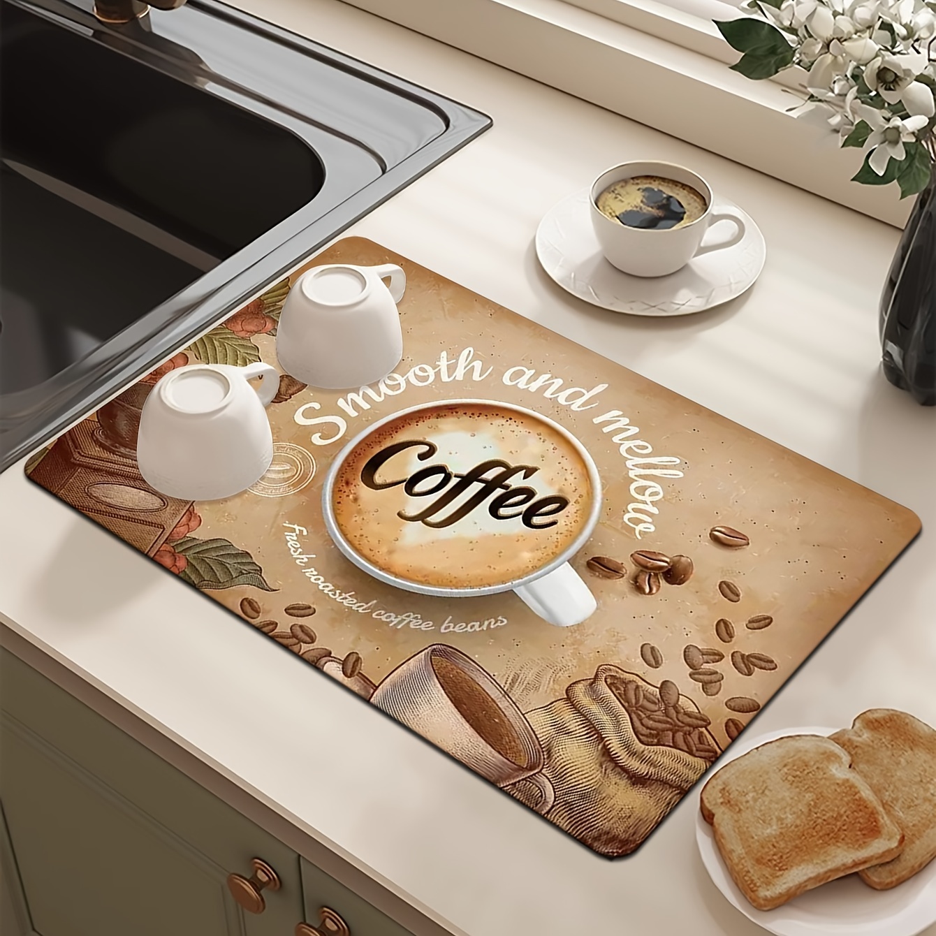 Coffee Dish Super Absorbent Anti-slip Large Kitchen Absorbent Draining Mat  Drying Mat Quick Dry Bathroom Drain Pad Placemat