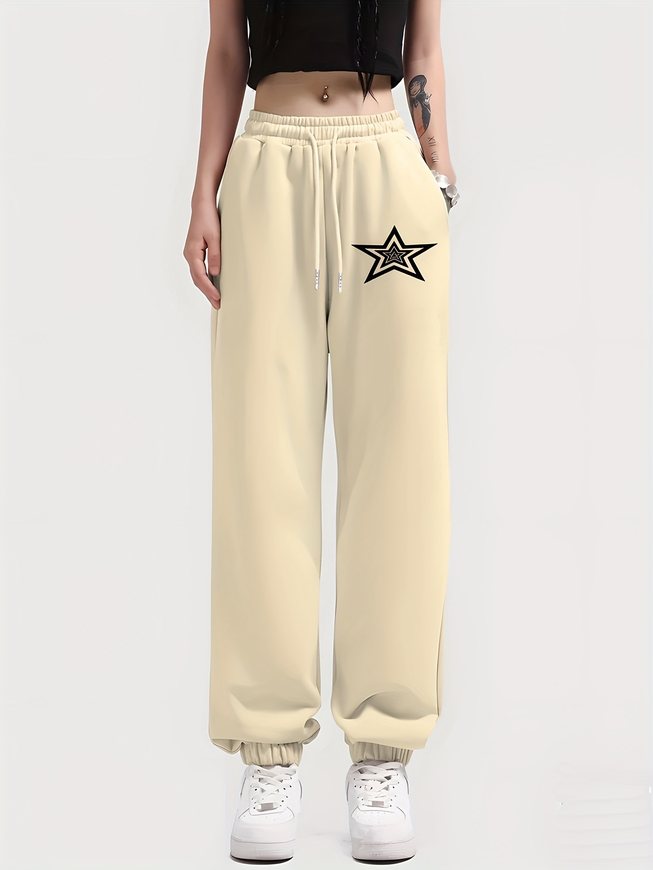 Women's Printed Solid Activewear Jogger Track Cuff Sweatpants