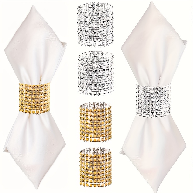 Silver Napkin Rings Set of 12, Dining Table Decor for Wedding