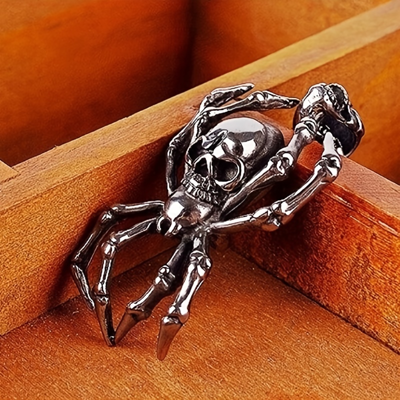 Retro Punk Spider Pendant Double Skull Necklace
