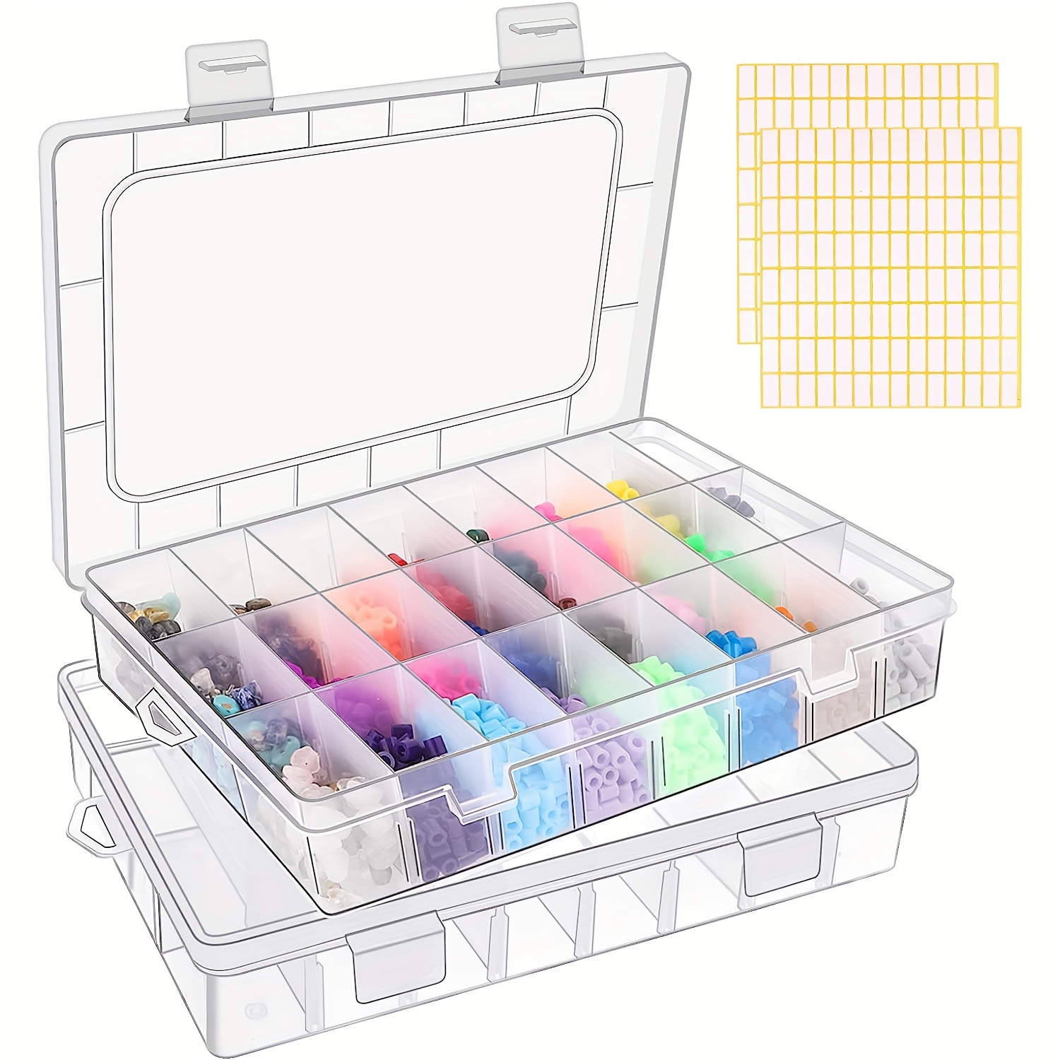 1PC Clear Plastic Organizer Box With Dividers 24 Grid Storage Containers,  Jewelry Storage Box With Dividers For Beads Earrings Necklaces Rings