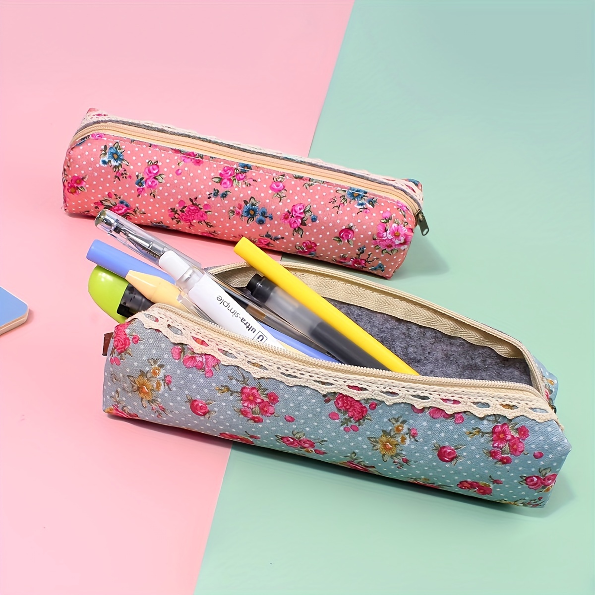 Pencil Case Aesthetic, Floral Pencil Pouch, Cottagecore Pencil Case, Cloth  Handbag, Pencil Bag, Cute Pencil Case, Painted Zipper Pencil Case 