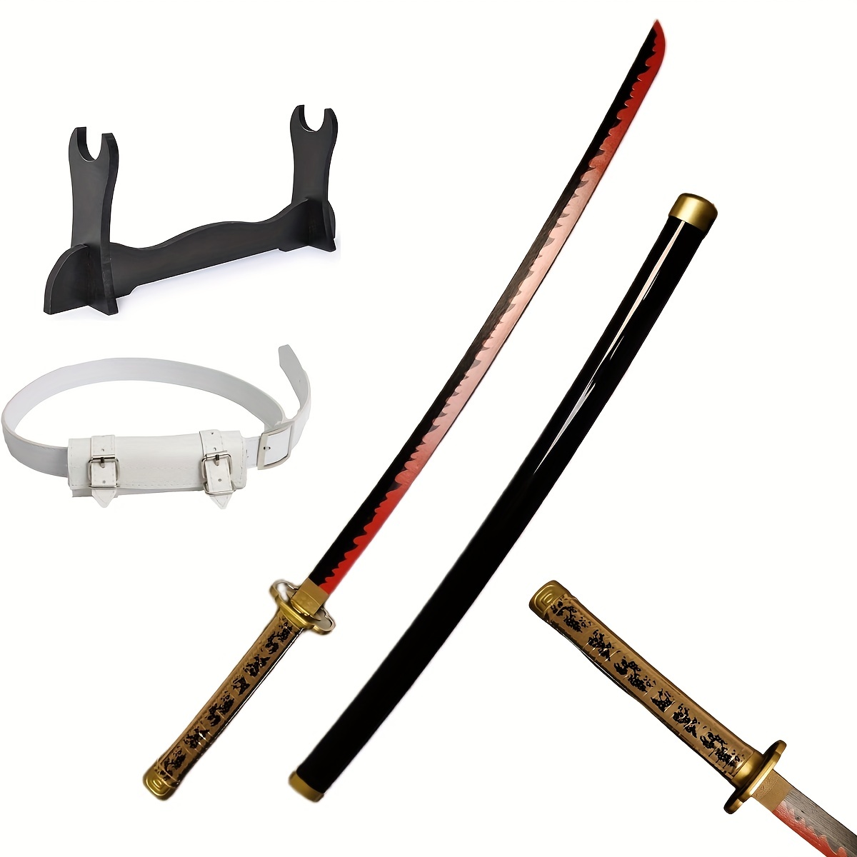Anime Ninja Sword / Stand / Belt Katana Samurai Sword Bamboo - Temu