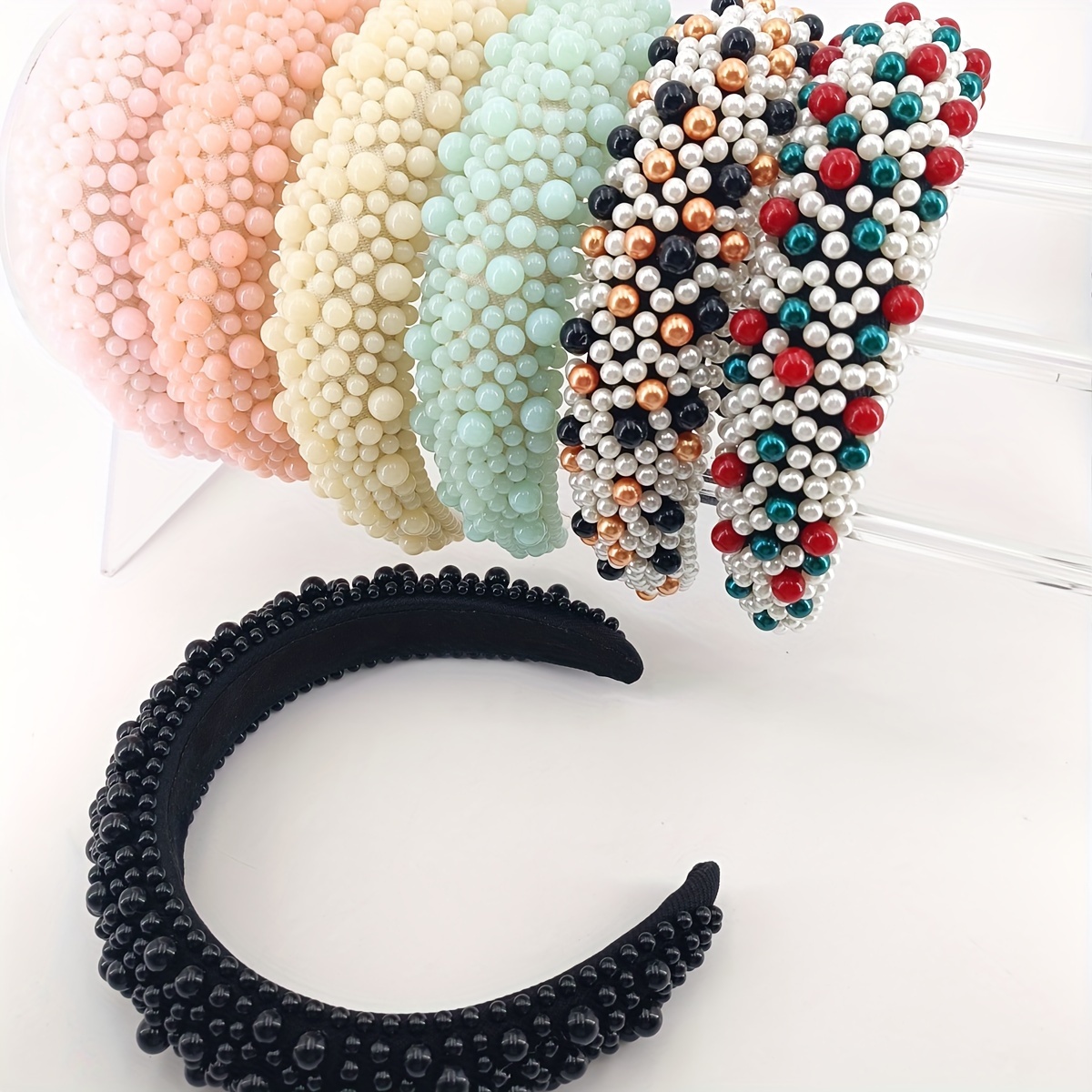 Colorful Beads Hairbands Women Wide Hair Band Sweet Hair - Temu