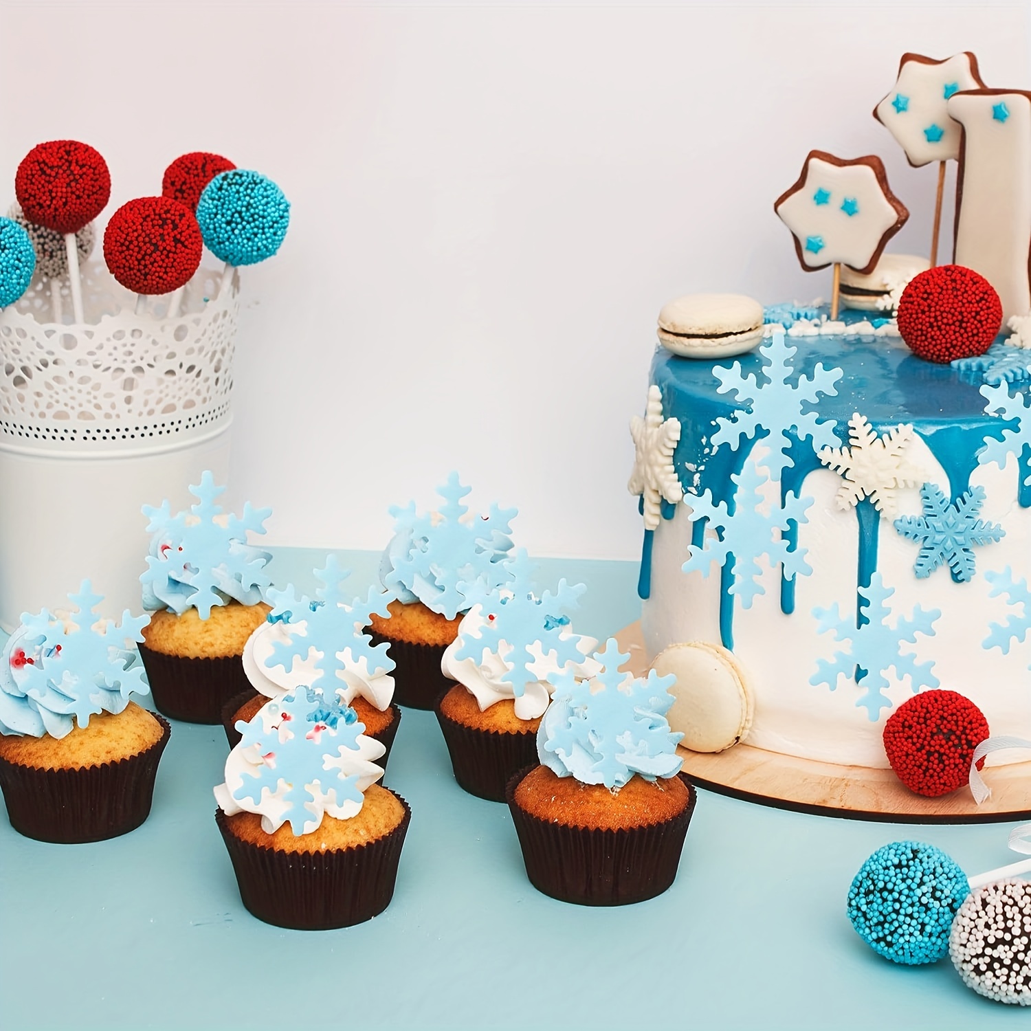 Blue White Edible Glutinous Rice Cupcake Decoration - Temu