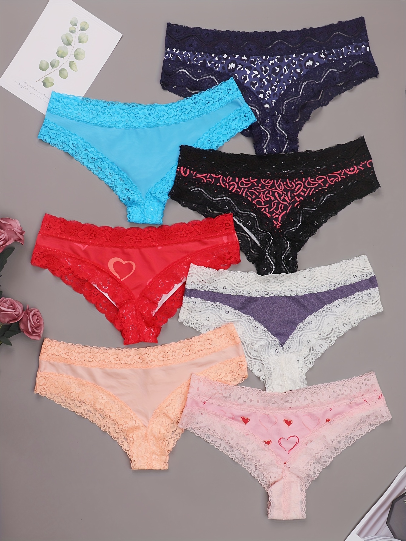 Contrast Lace Panties Comfortable Breathable Stretchy - Temu