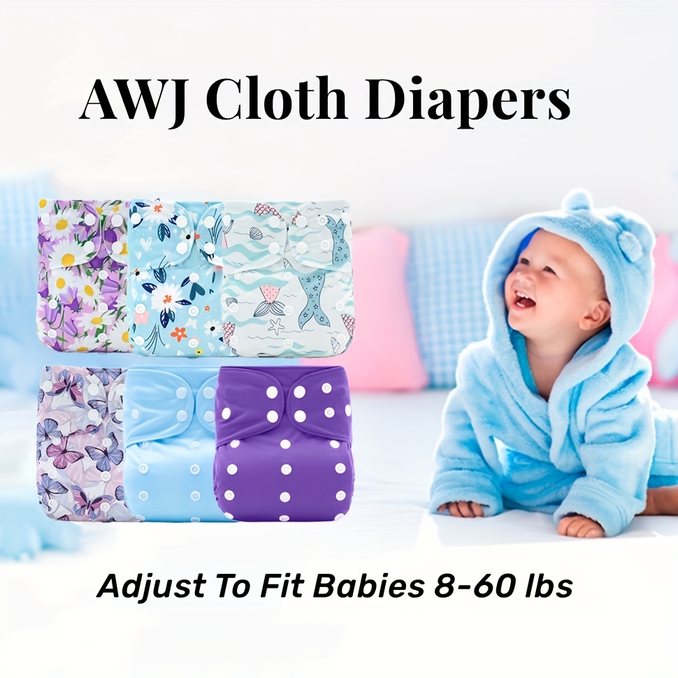 Pañal de tela para bebé, tamaño único, ajustable, lavable, reutilizable,  bolsillo para bebé, recién nacido, pañales de tela, pañales de natación