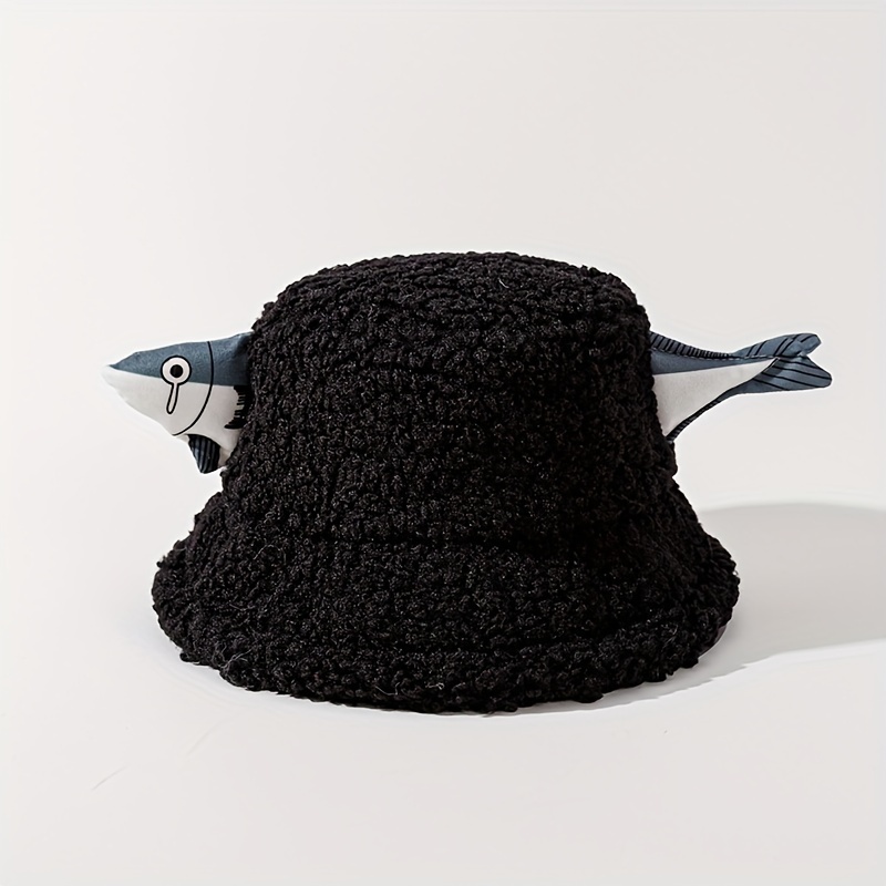 Fish Decor Funny Plush Hat Couple Bucket Hat Windproof Hip - Temu
