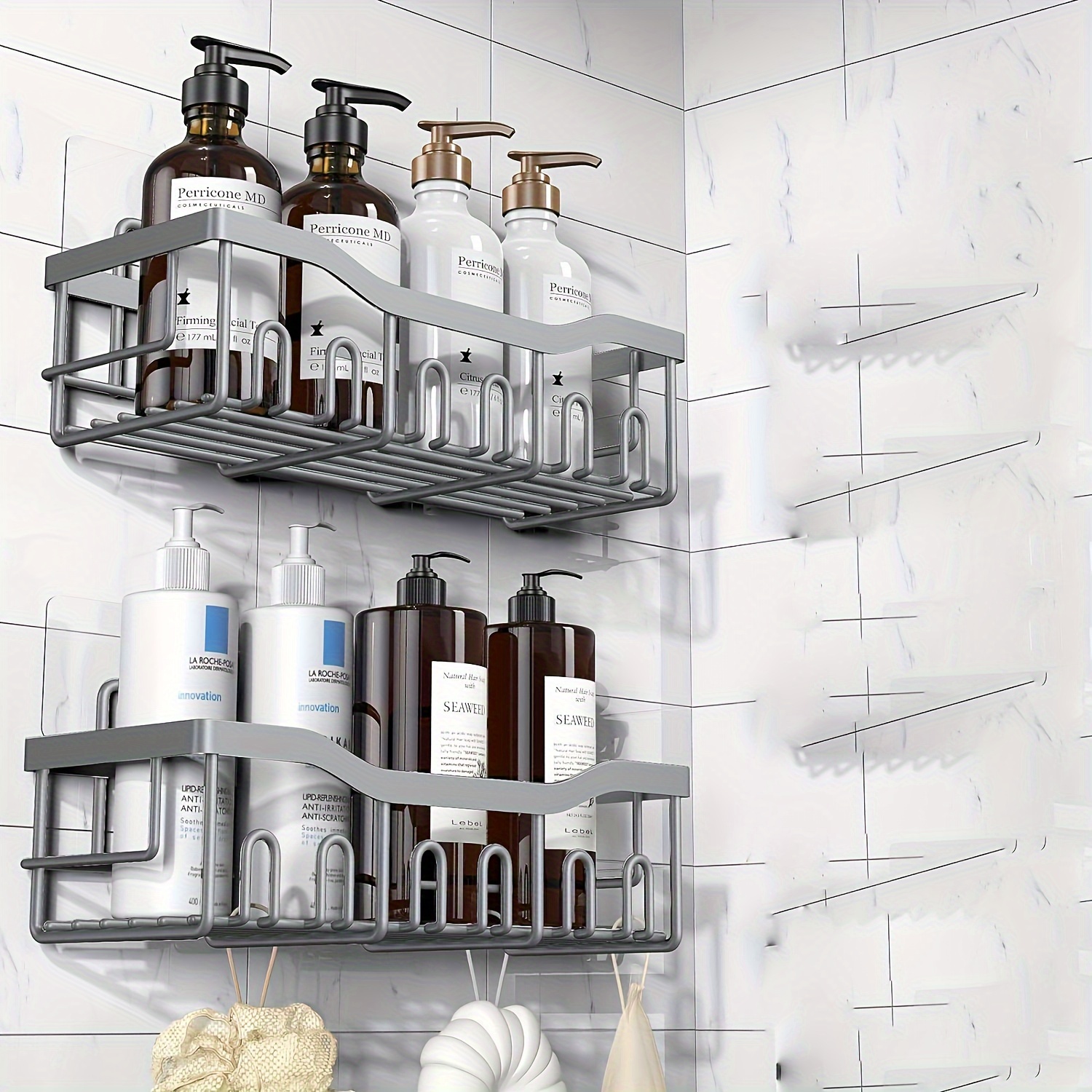 Wall Mounted Bathroom Storage Rack, Bathroom Hanging Shelf, Shower Caddy, Bathroom  Shower Organizers, Black Shower Shelves For Inside Shower With Soap Caddy &  Toothbrush Holder, Bathroom Accessories - Temu