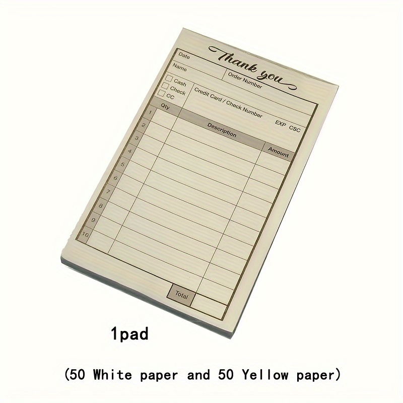 2 Color Thank You Receipt Book 50 Sets Of Carbon Free Order Form Invoice  Pads Small Boutique Convenient And Cute