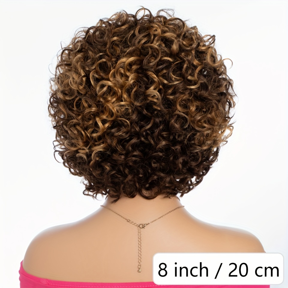 Schickes Ombre Braun & Schwarz Kurze Lockige Bob Perücke Mit Pony - 150% Dichte Brasilianisches Echthaar, Geeignet Für Alle Hauttöne