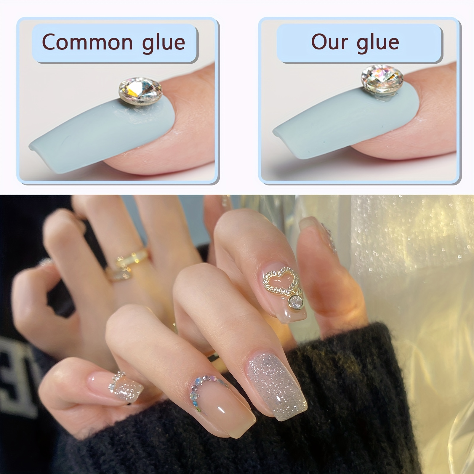 Nail Art Rhinestone Glue Gel For Nails UV Super Strong Adhesive Crystal Gem  Beads Diamond Decoration Transparent Glue Nail Tools