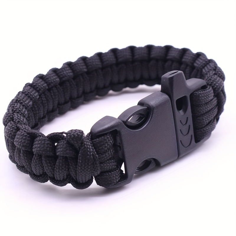 1 Pc Survival Paracord Bracelet With Snap Buckle, Tactical Outdoor Wraps Emergency Cord Rope For Hiking Camping Outdoor Sports