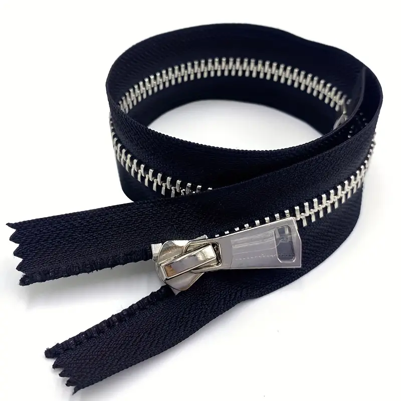 1pc #5 30 Inch Silvery Separating Jacket Zipper Large Metal Zipper Black  White Heavy Duty Metal Zippers For Jackets Sewing Coats Crafts