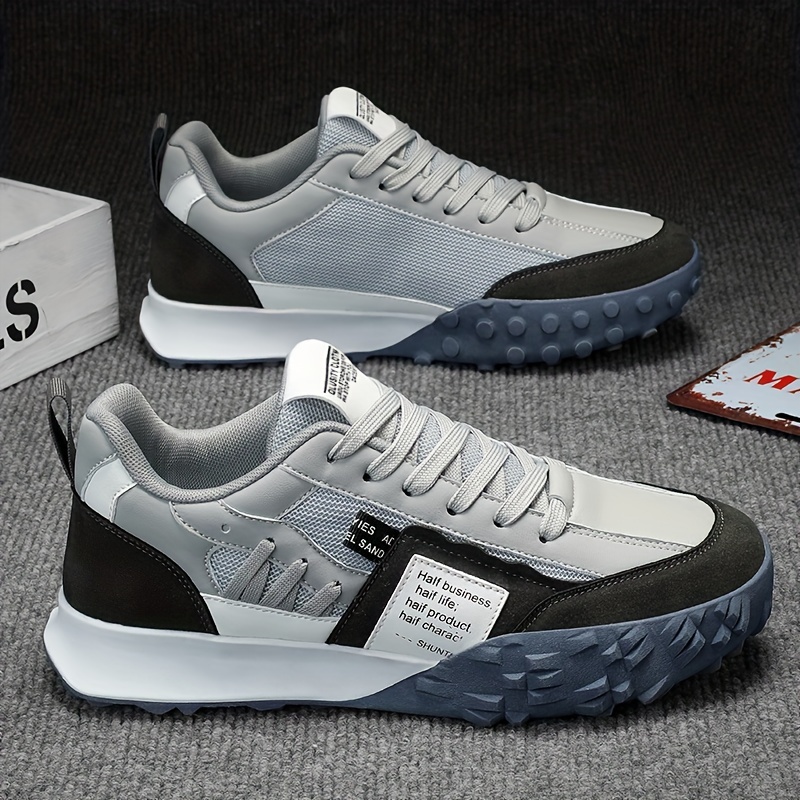 Men's Colour Block Skateboard Shoes - Comfy Non-Slip Lace-Up