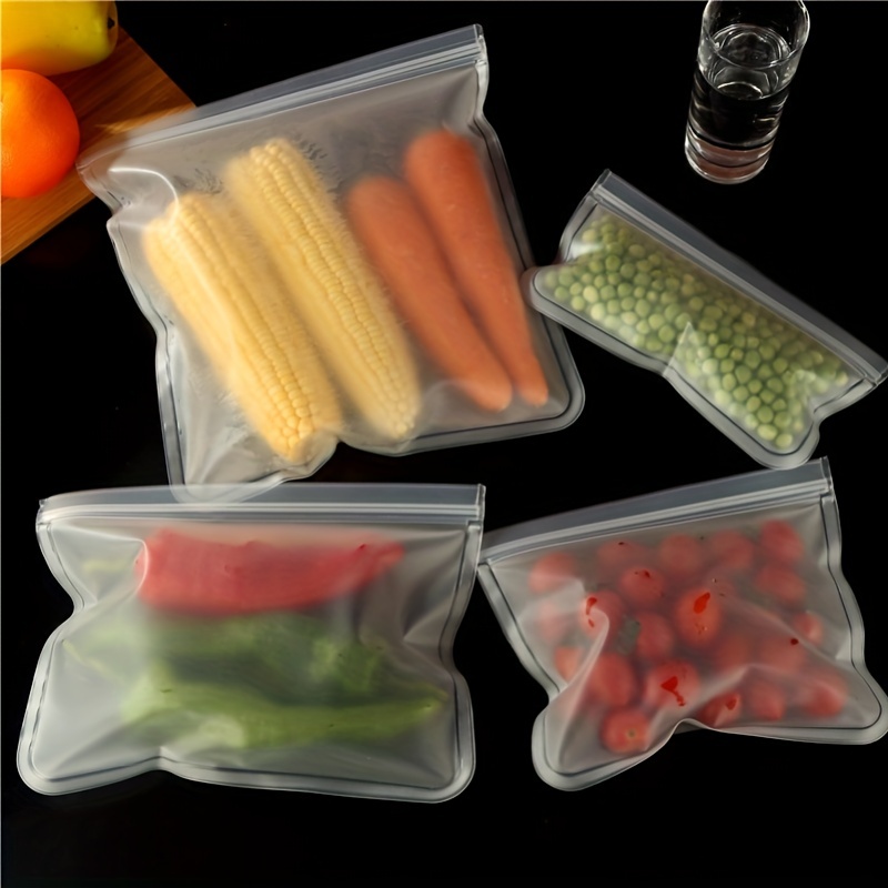 Reusable Silicone Food Storage Bags, Vertical Plastic Lunch Containers,  Bpa-free Freezer Safe Leakproof Sealed Bag, Kitchen Gallon Fridge Baggies  Snack Organizer, Kitchen Supplies - Temu