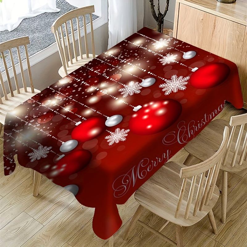 Polyester Tablecloth, Merry Christmas Table Cover, Snowman